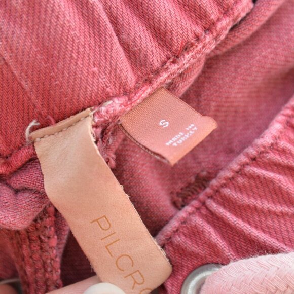 Anthro Pilcro Dusty Rose Cotton/Lyocell Straight Leg Drawstring Slouchy Pants S - Picture 4 of 9